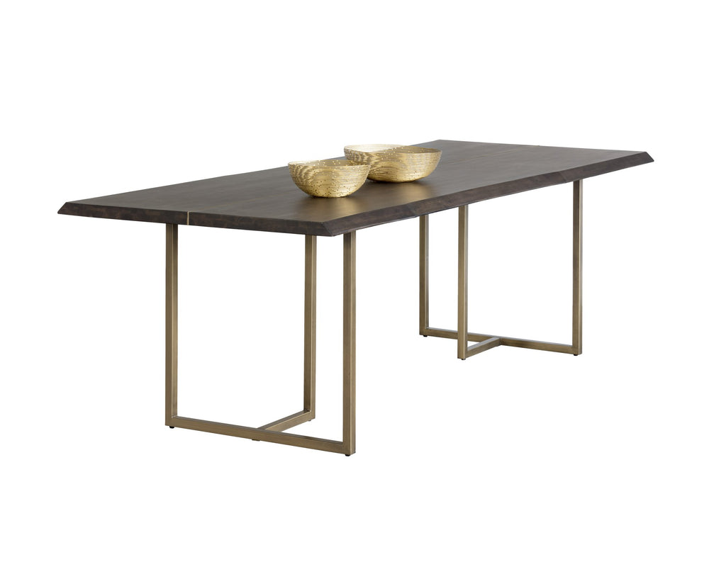Sunpan Donnelly Dining Table Antique Brass Dark Mango 95"