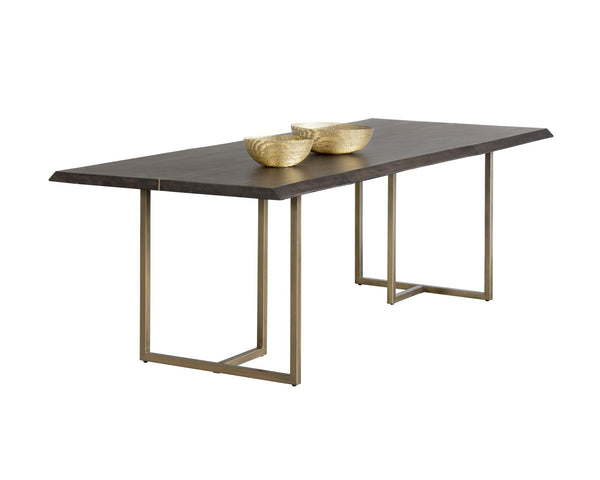 Sunpan Donnelly Dining Table Antique Brass Dark Mango 95"