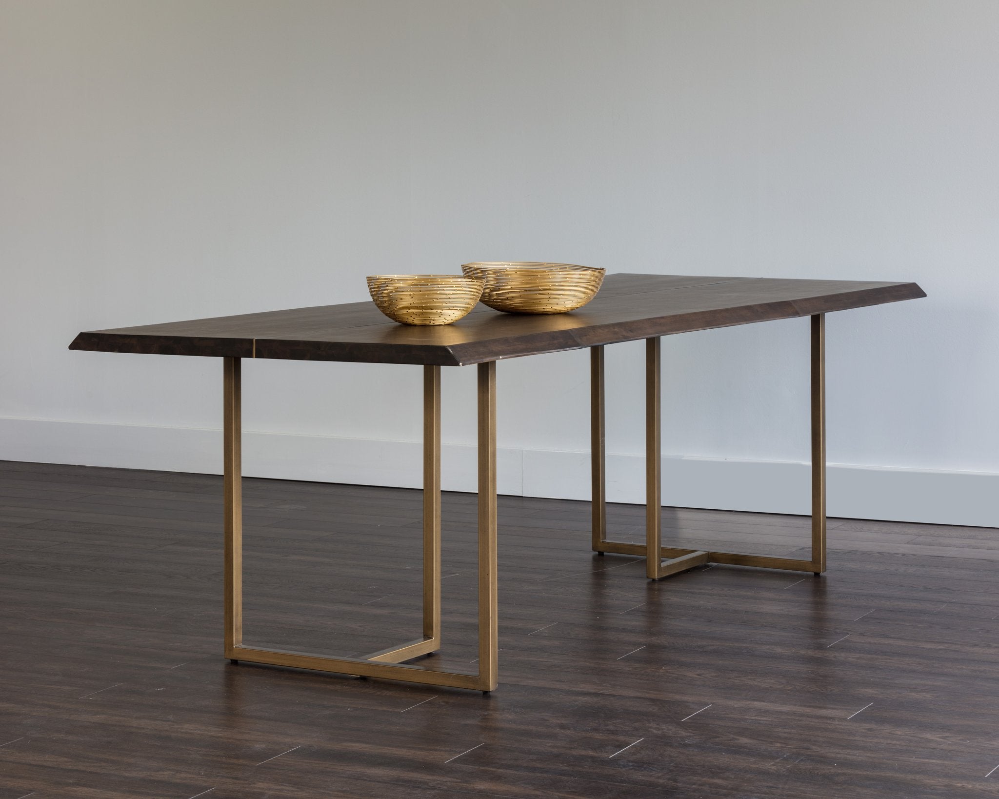 Sunpan Donnelly Dining Table Antique Brass Dark Mango 95"