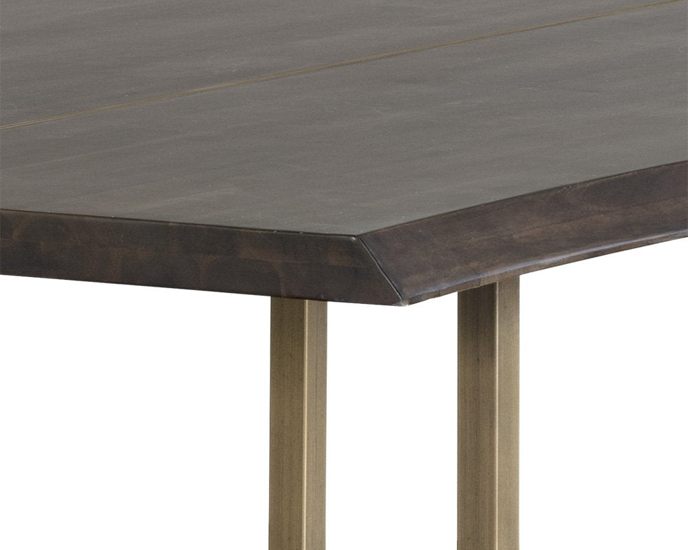 Sunpan Donnelly Dining Table Antique Brass Dark Mango 95"