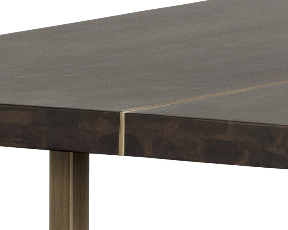 Sunpan Donnelly Dining Table Antique Brass Dark Mango 95"