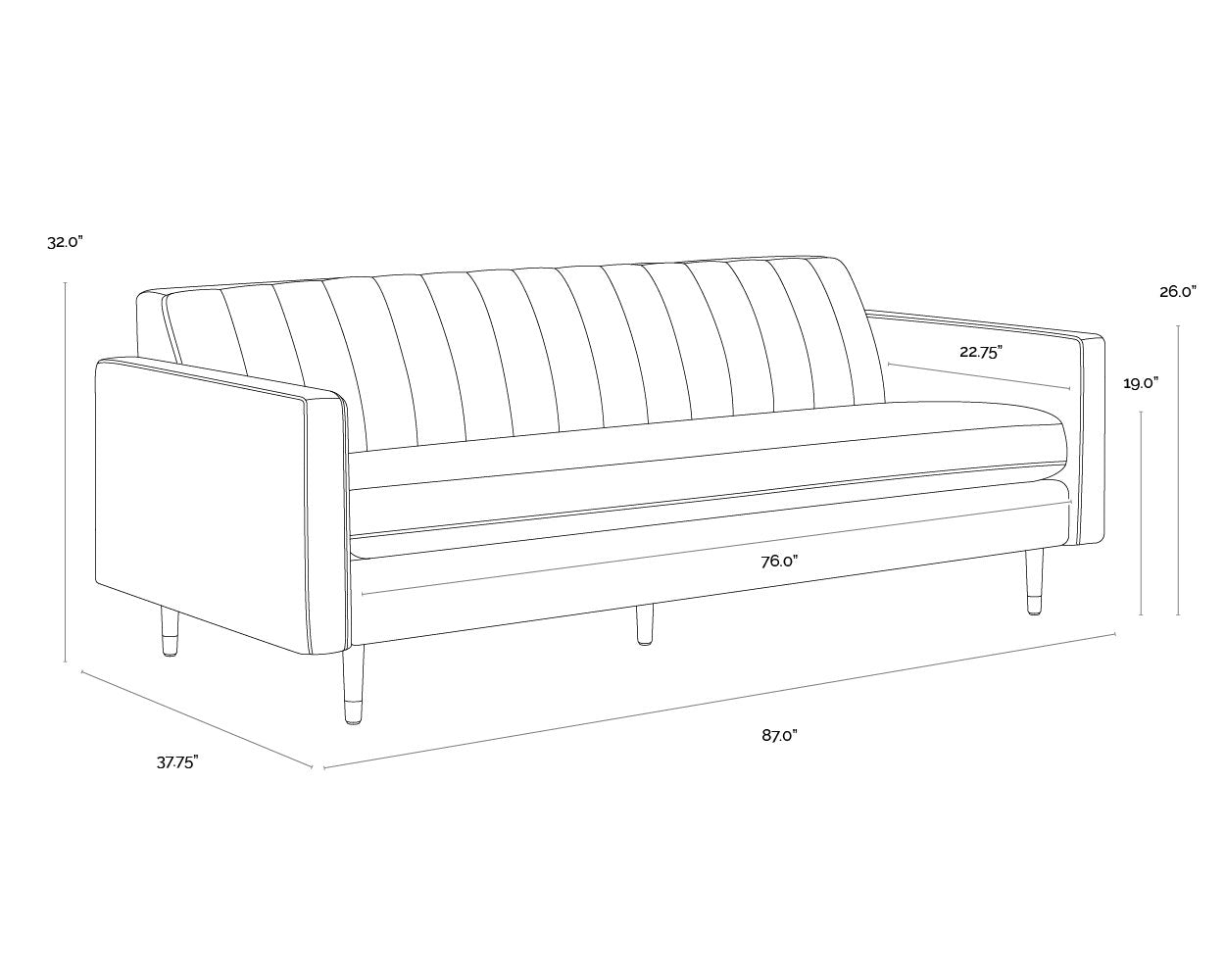 Sunpan Yosi Sofa Moss Green