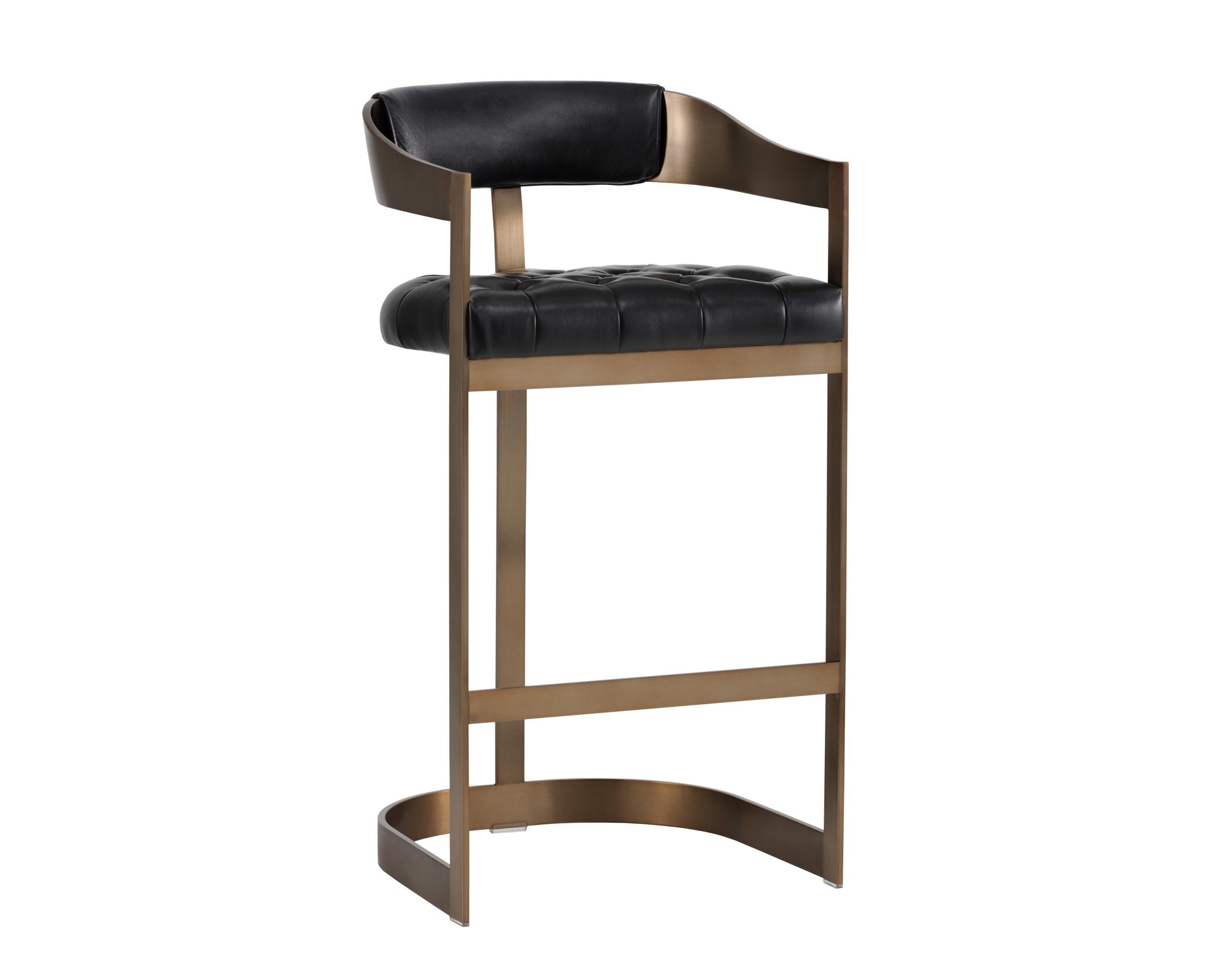 Sunpan Beaumont Barstool Antique Brass Cantina Black