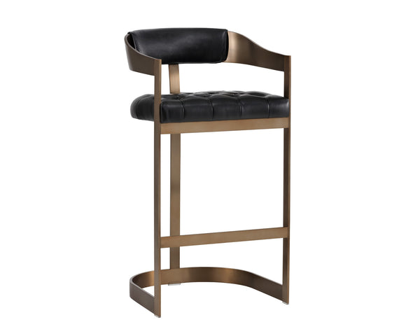 Sunpan Beaumont Barstool Antique Brass Cantina Black