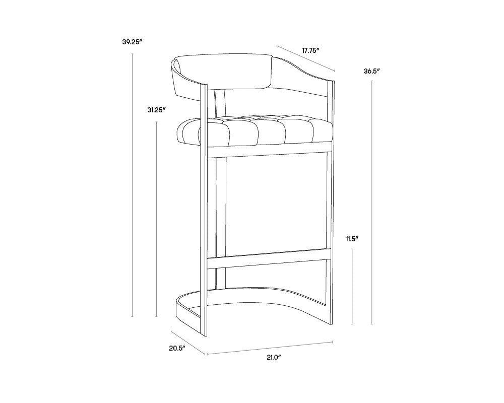 Sunpan Beaumont Barstool Antique Brass Cantina Black