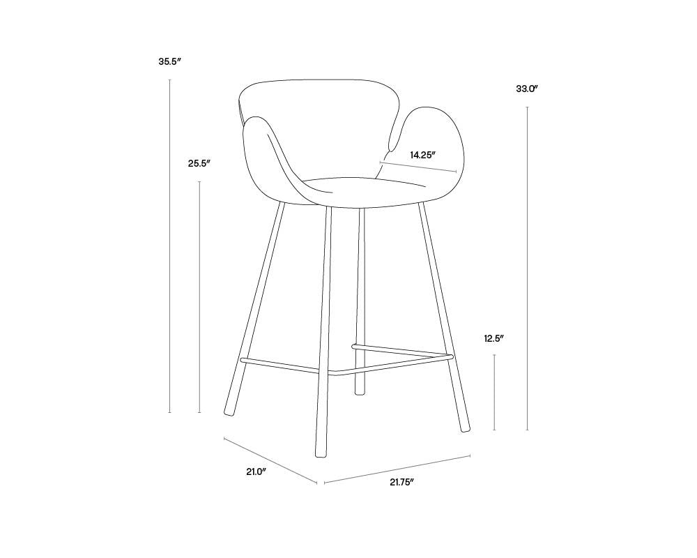Sunpan Waldo Counter Stool November Grey / Cinnamon Brown