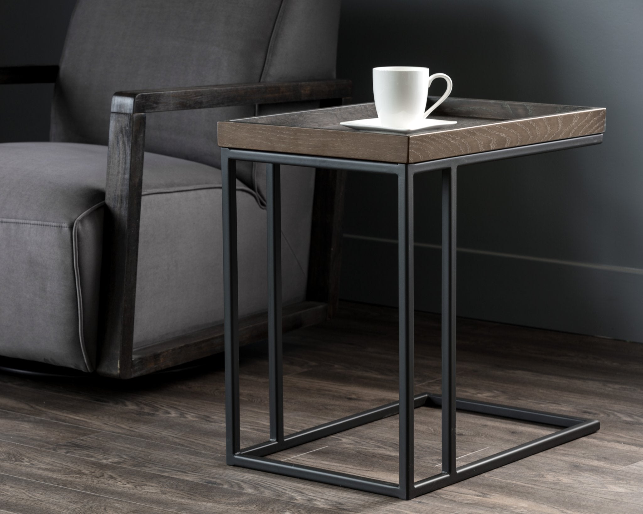 Sunpan Arden C Shaped Side Table Black Charcoal Grey