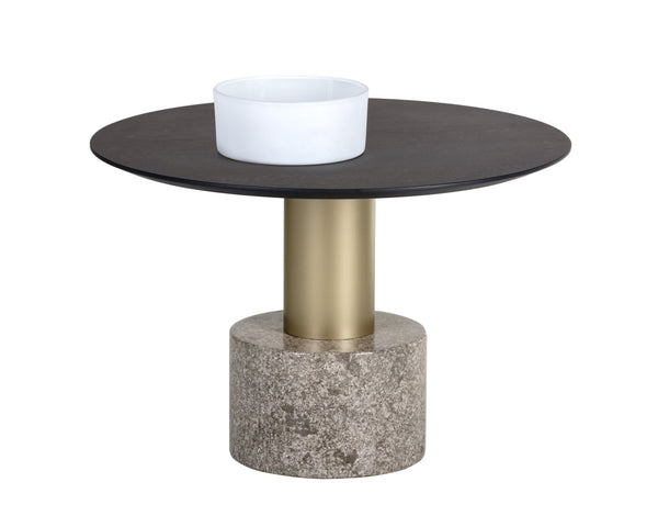 Sunpan Monaco Coffee Table Gold Grey Marble / Charcoal Grey