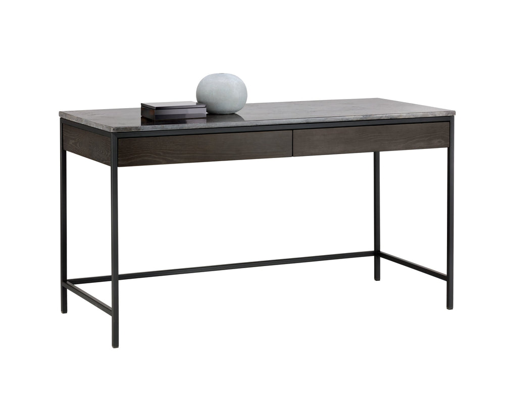 Sunpan Stamos Desk Black Grey Marble / Charcoal Grey