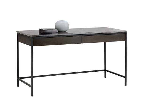 Sunpan Stamos Desk Black Grey Marble / Charcoal Grey