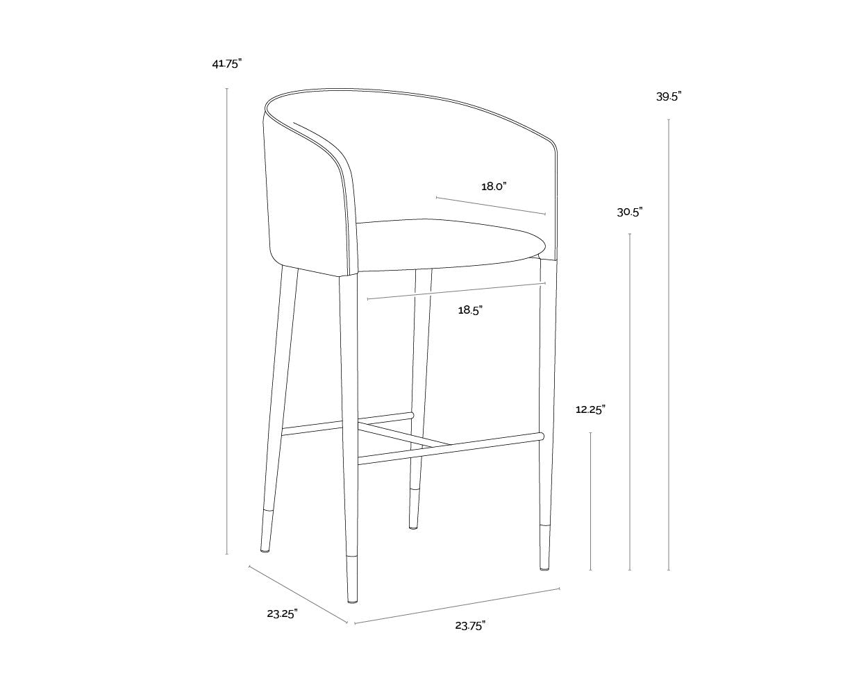 Sunpan Asher Barstool Sparrow Grey / Napa Black