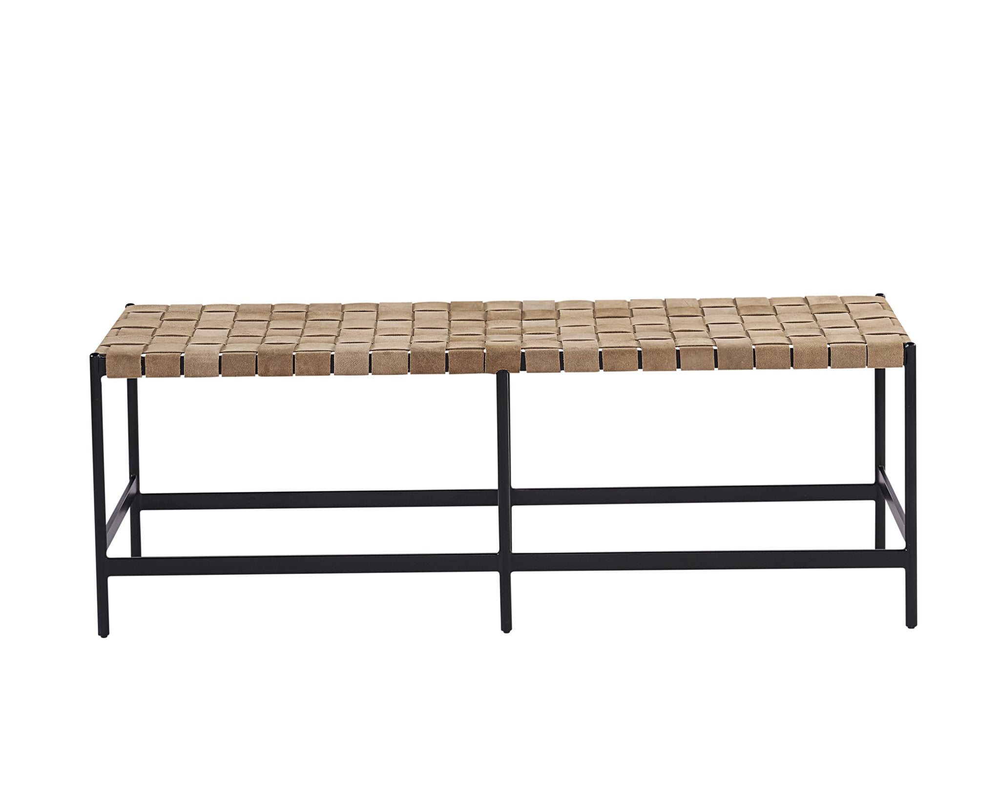 Sunpan Omari Bench Suede Light Tan Leather