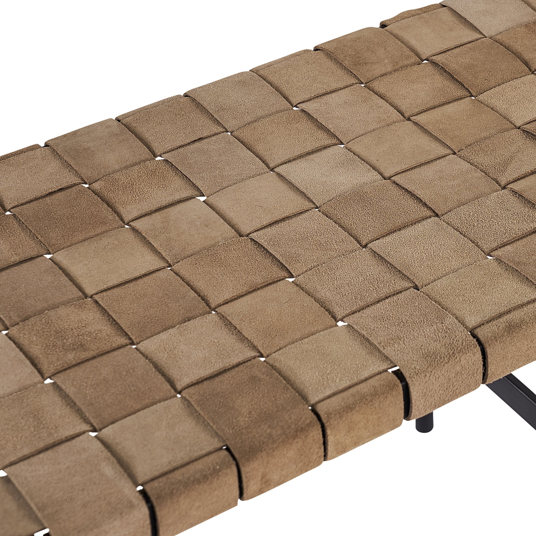 Sunpan Omari Bench Suede Light Tan Leather