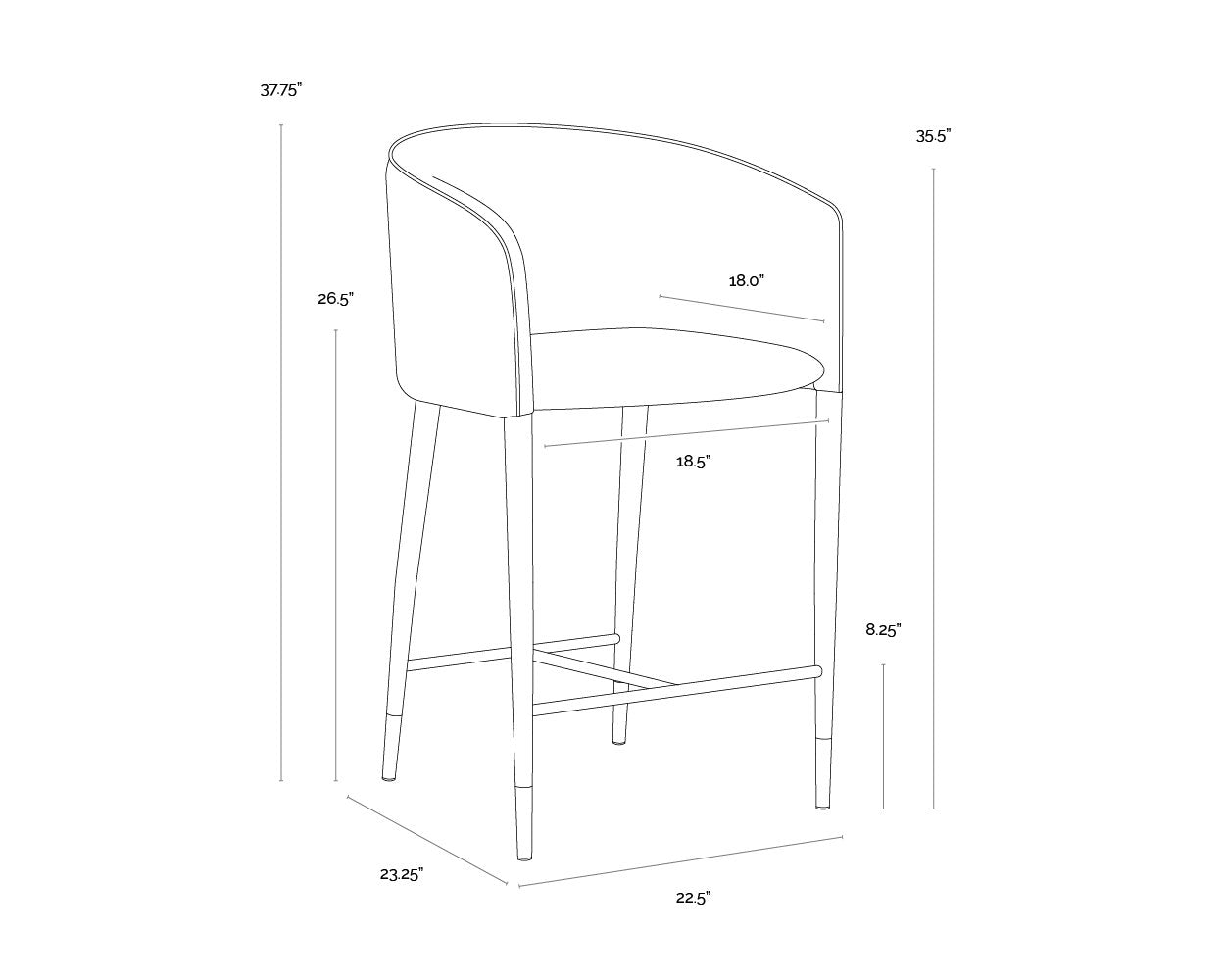 Sunpan Asher Counter Stool Flint Grey / Napa Taupe
