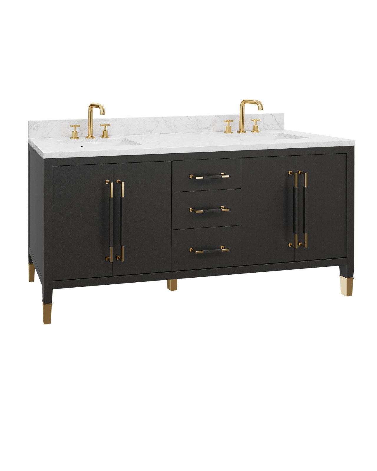 Currey & Company Verona 72" Black Linen Vanity With Double Undermount Sinks