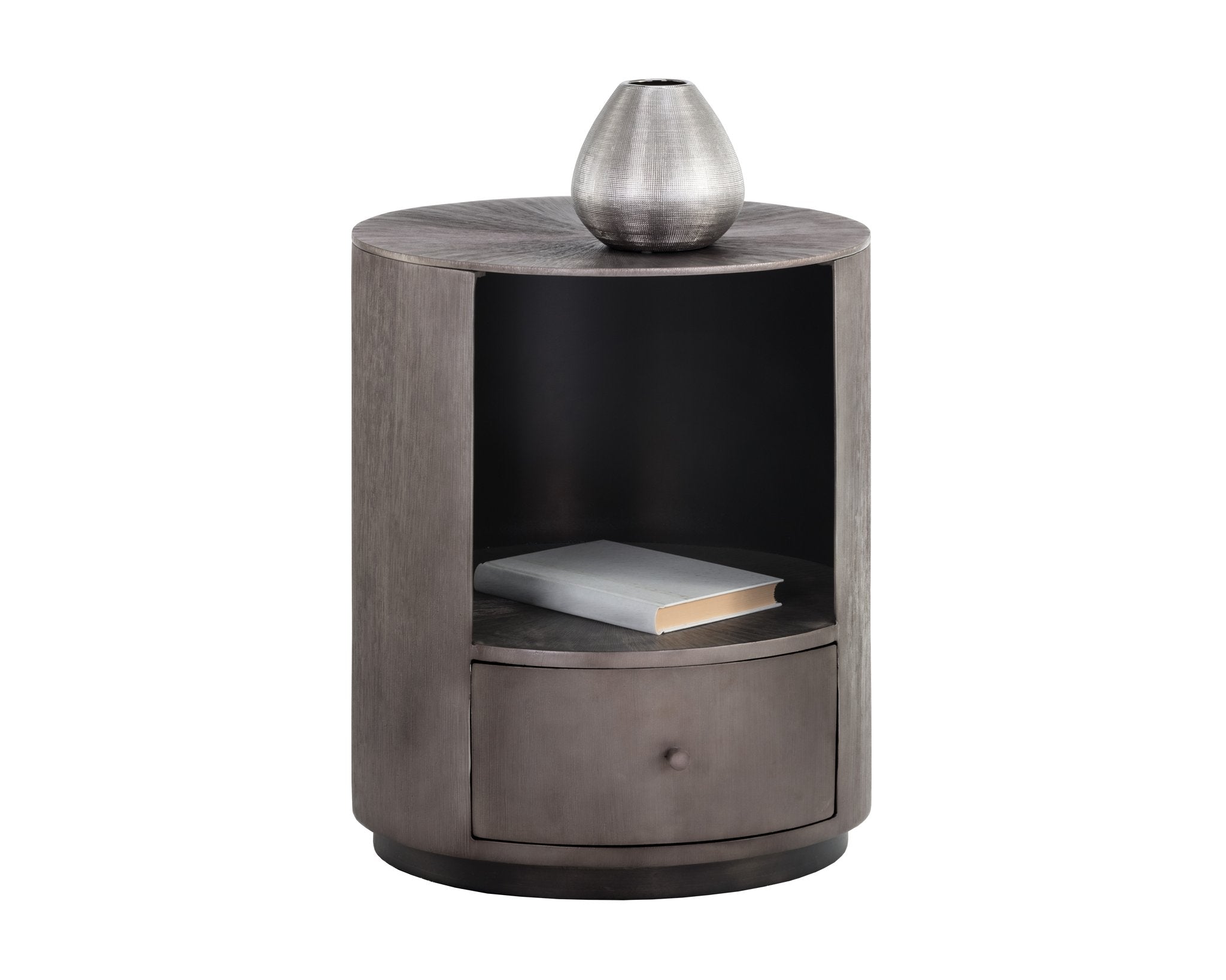 Sunpan Siena Nightstand Round Gunmetal
