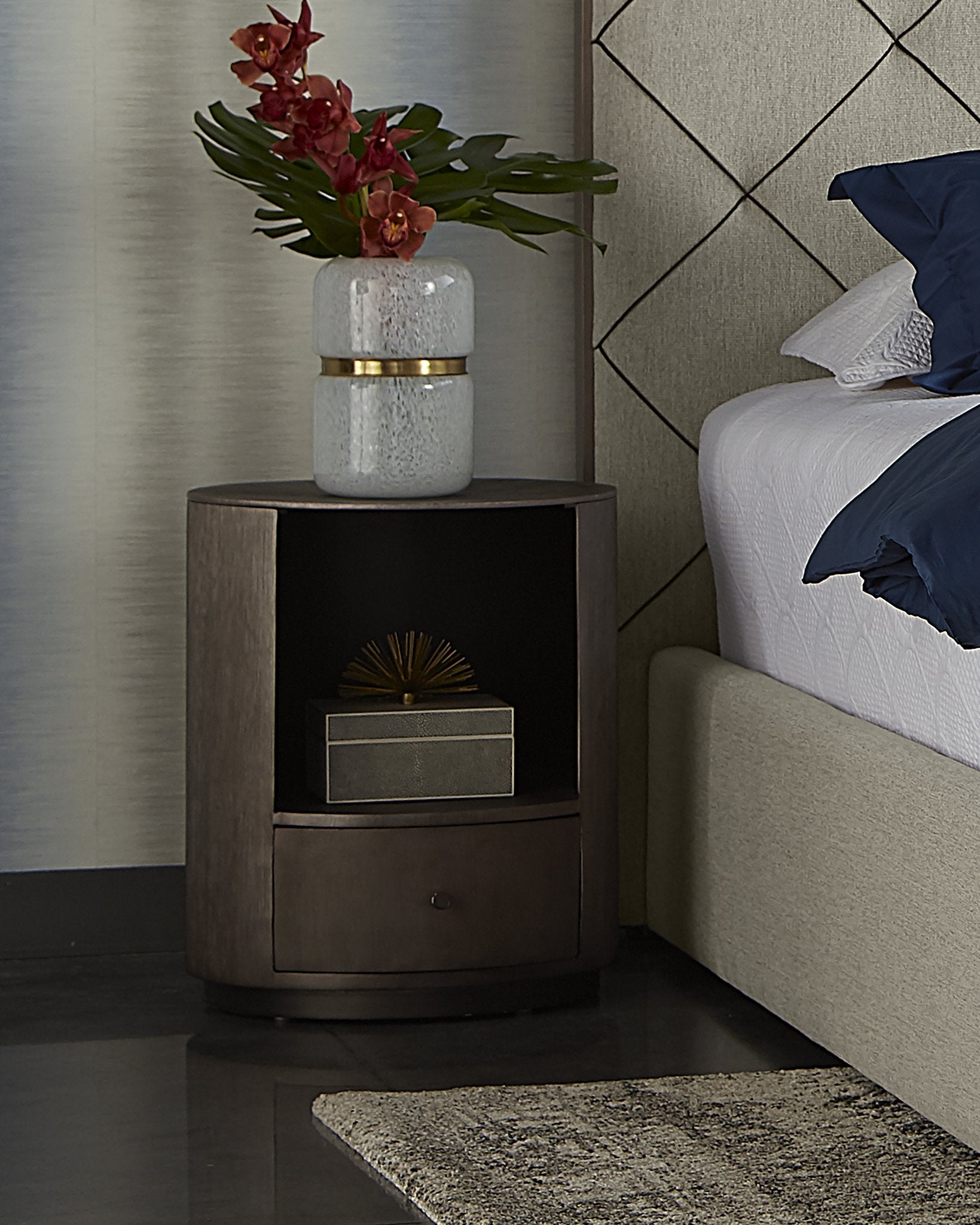 Sunpan Siena Nightstand Round Gunmetal
