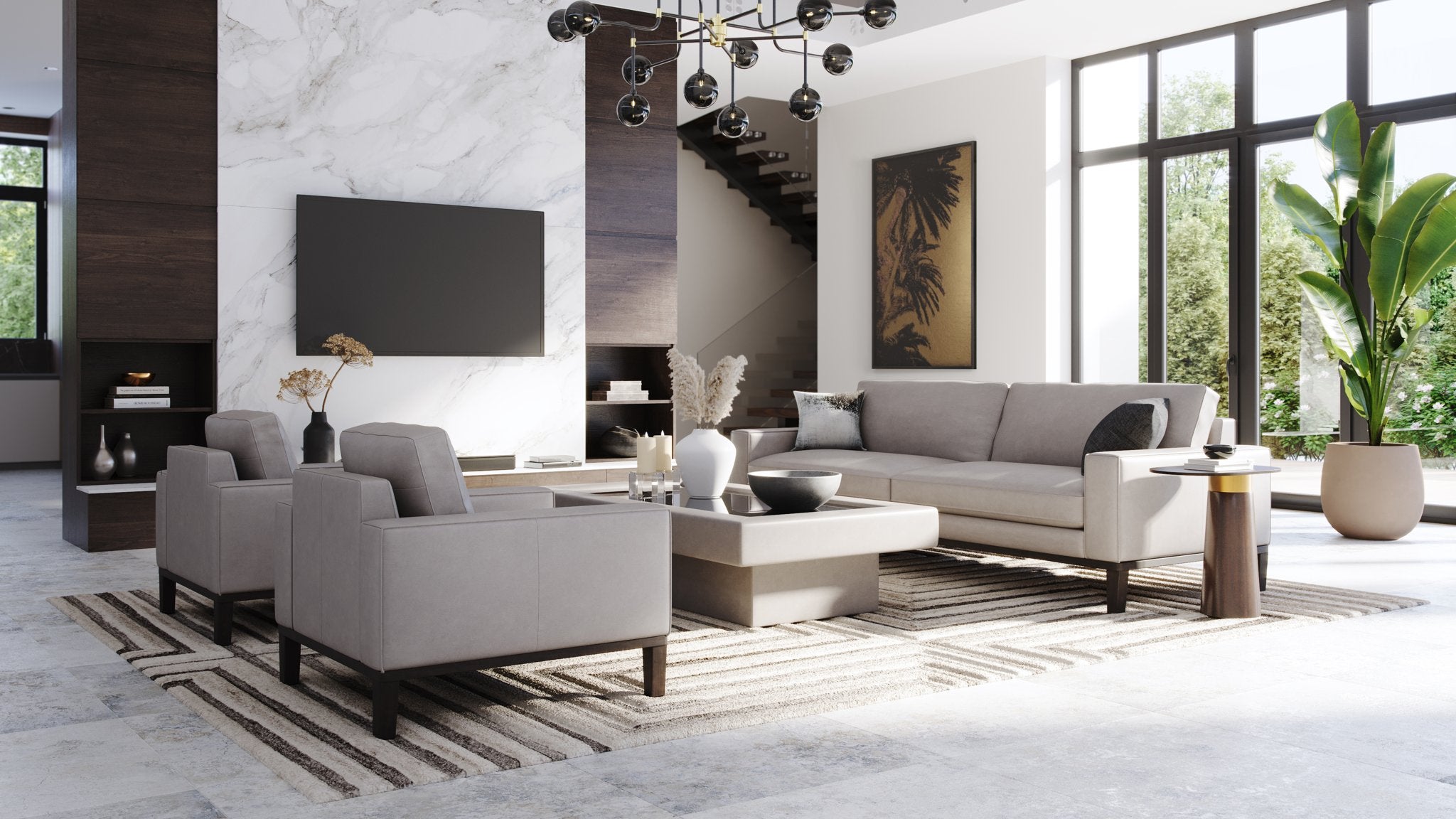 Sunpan Deimos Chandelier Large Smoke Grey