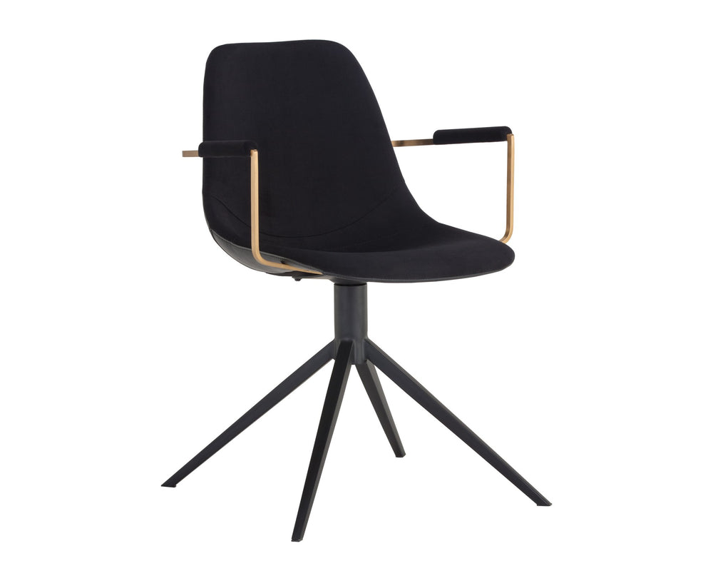 Sunpan Cassius Swivel Dining Armchair Abbington Black / Bravo Black