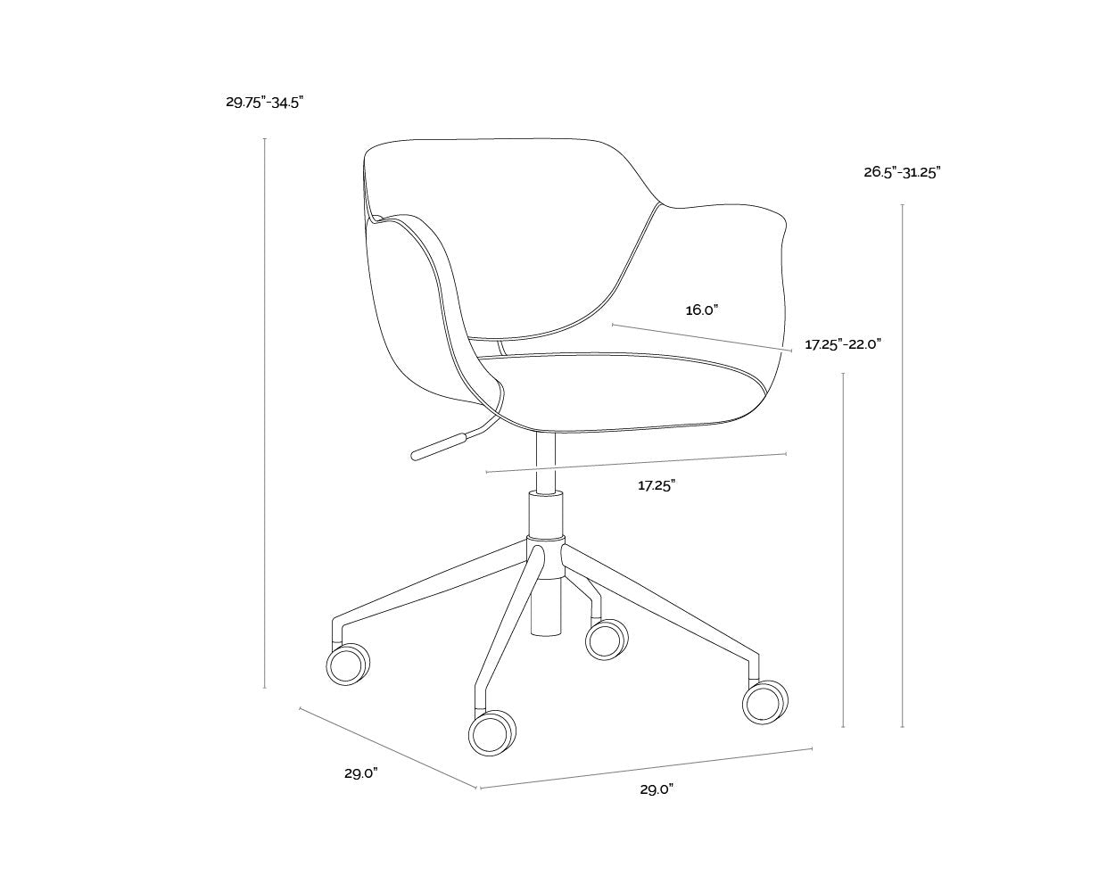 Sunpan Owen Office Chair Town Grey / Roman Grey