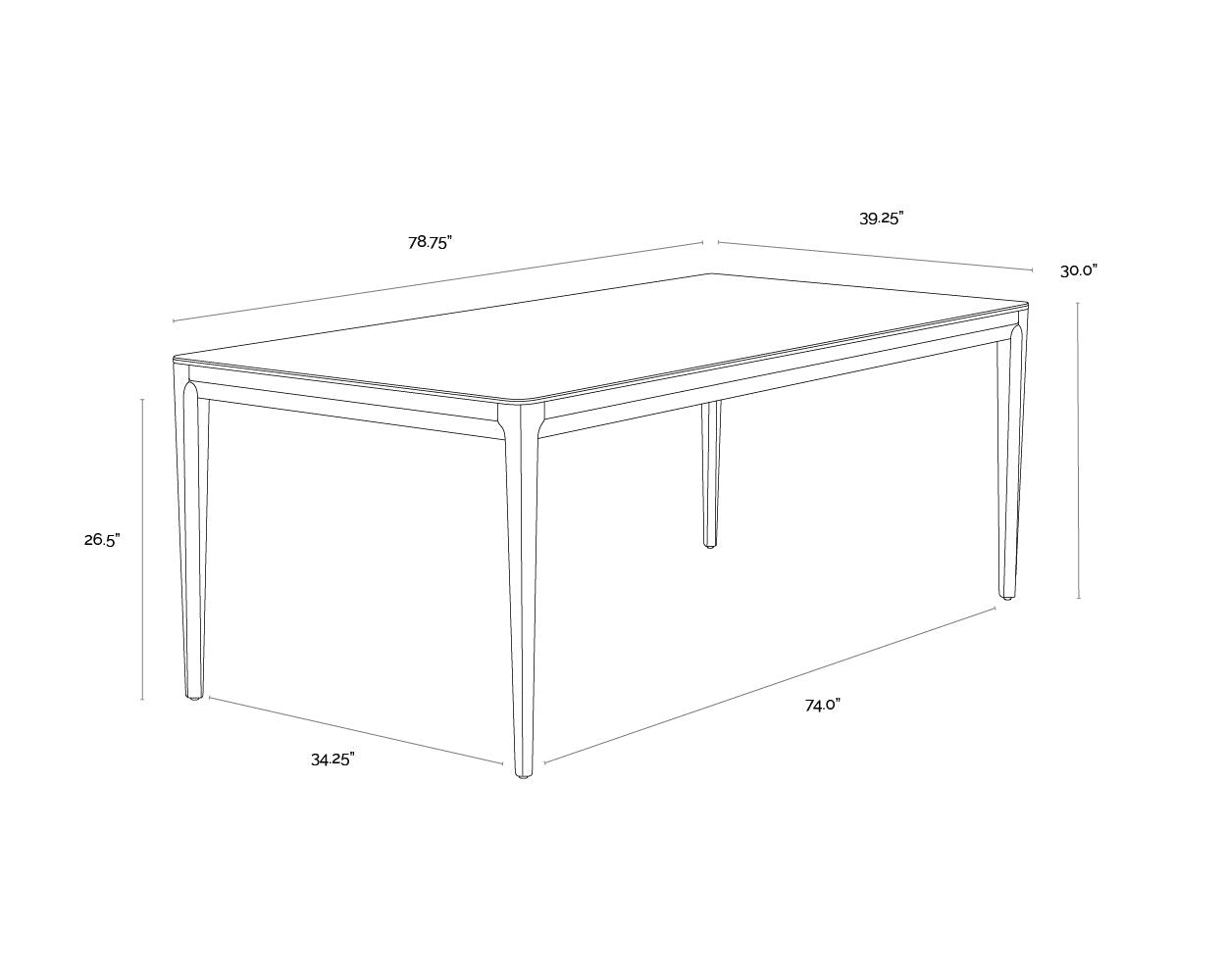 Sunpan Queens Dining Table 78.75"