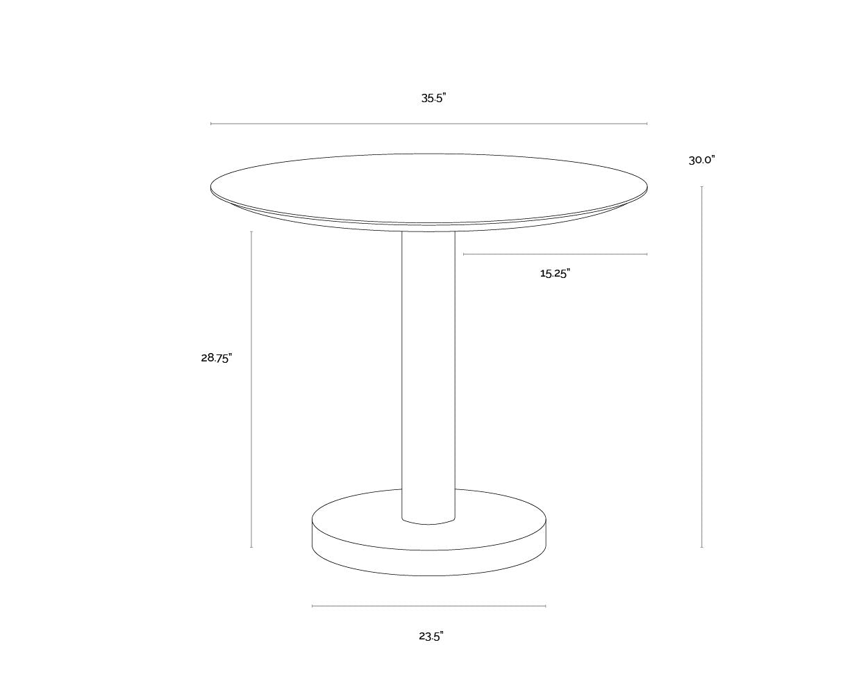 Sunpan Monaco Bistro Table Gold Grey Marble / Charcoal Grey 35.5"