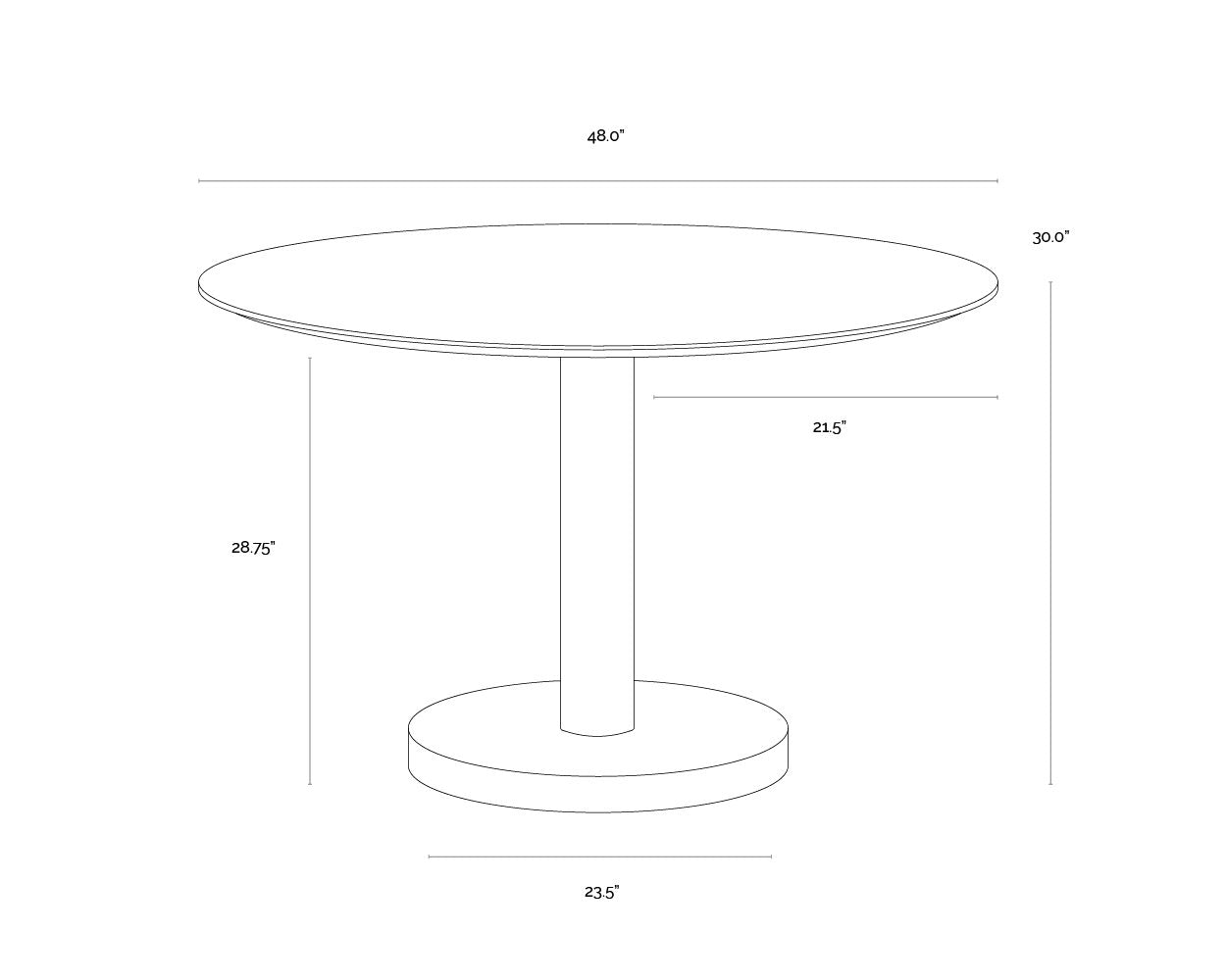 Sunpan Monaco Dining Table Gold Grey Marble / Charcoal Grey 48"