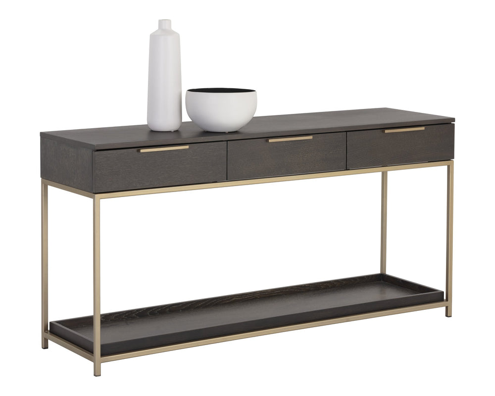 Sunpan Rebel Console Table With Drawers Gold Charcoal Grey