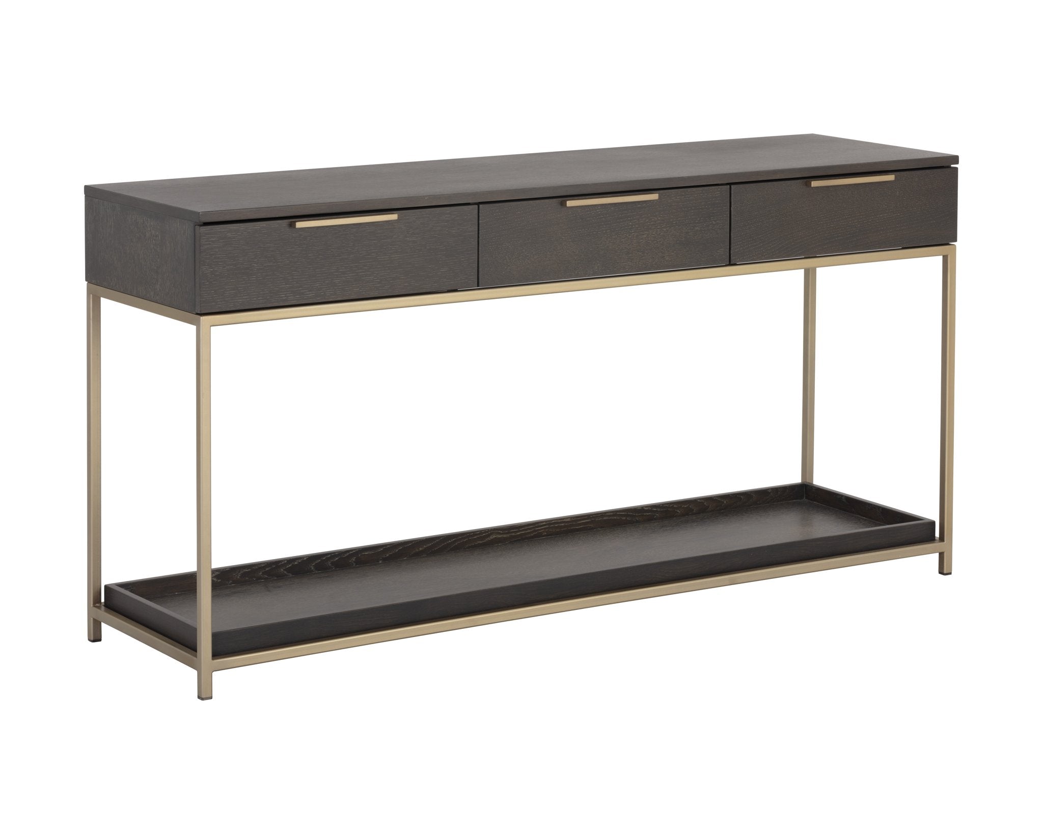 Sunpan Rebel Console Table With Drawers Gold Charcoal Grey