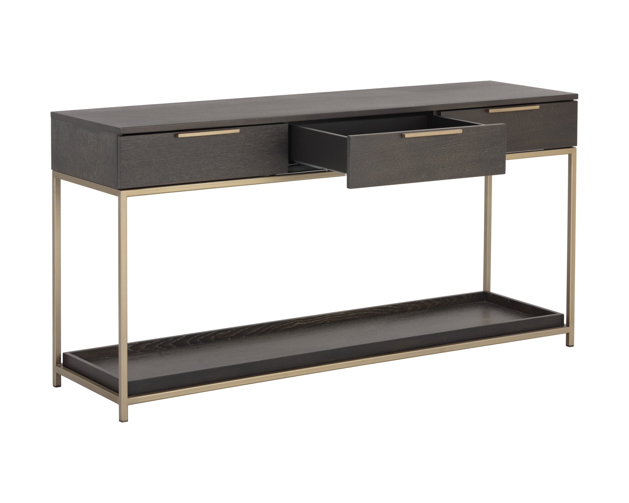 Sunpan Rebel Console Table With Drawers Gold Charcoal Grey