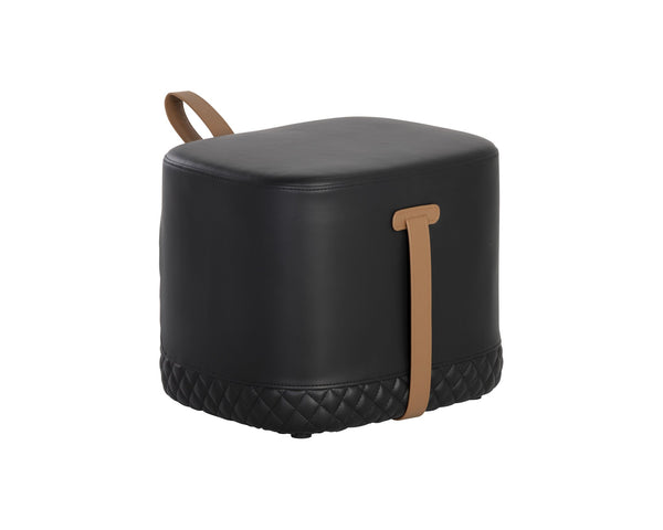 Sunpan Axio Ottoman Napa Black / Napa Cognac