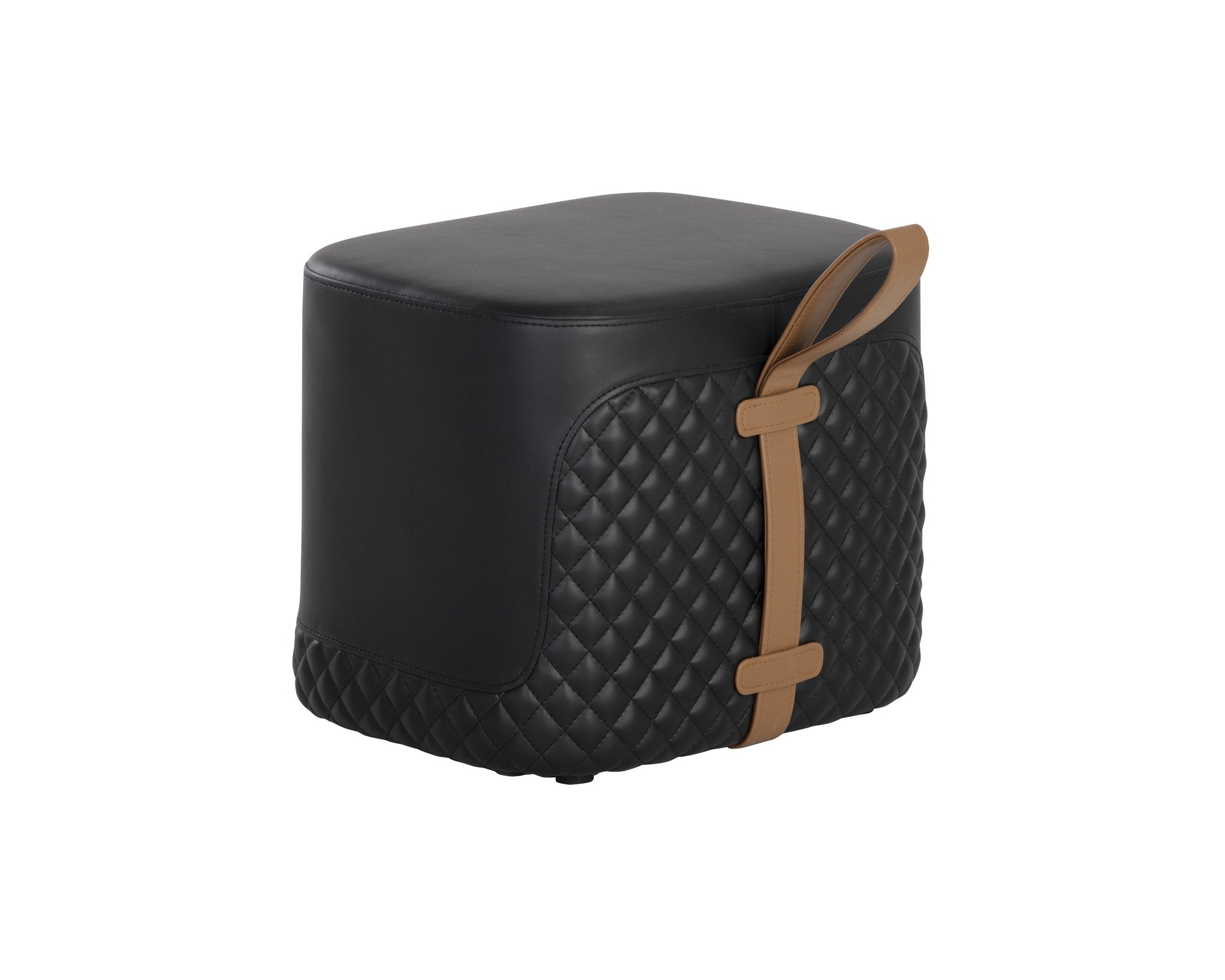 Sunpan Axio Ottoman Napa Black / Napa Cognac