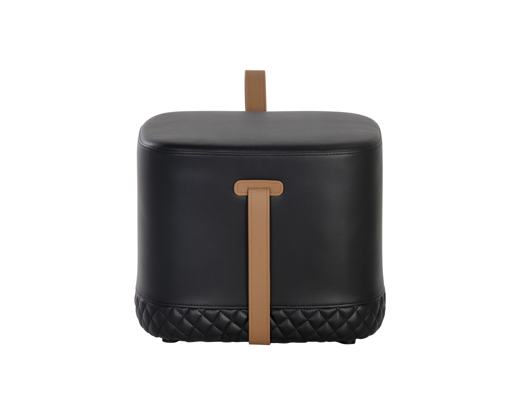 Sunpan Axio Ottoman Napa Black / Napa Cognac