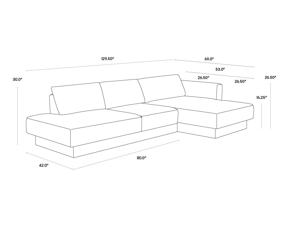 Sunpan Tecoma Sofa Chaise Raf Danny Cream
