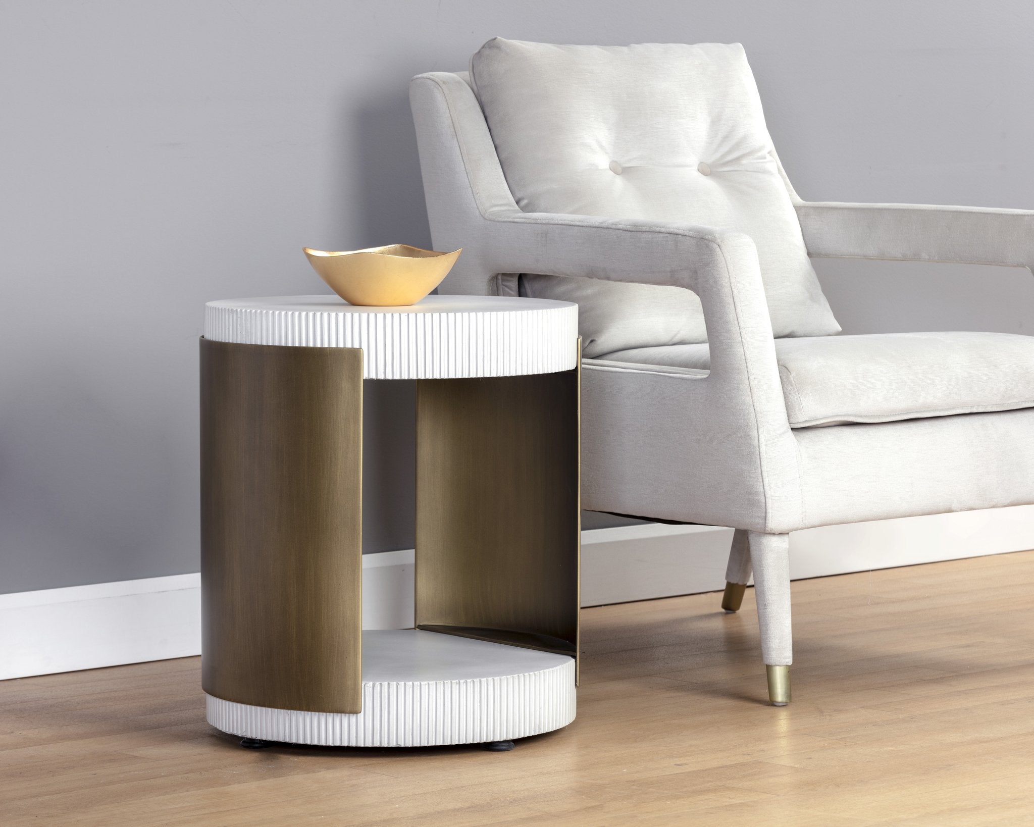 Sunpan Cavette End Table White