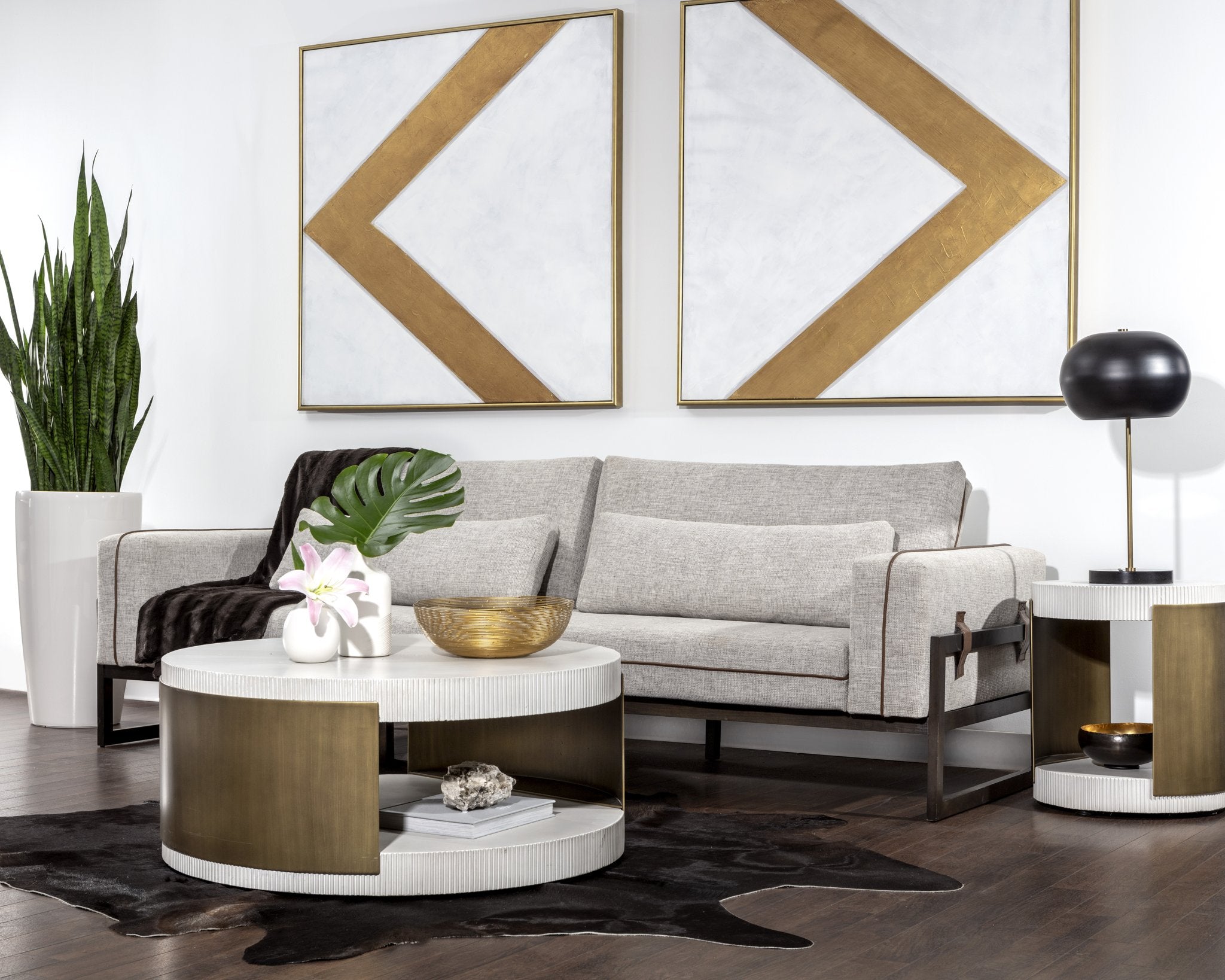 Sunpan Cavette End Table White