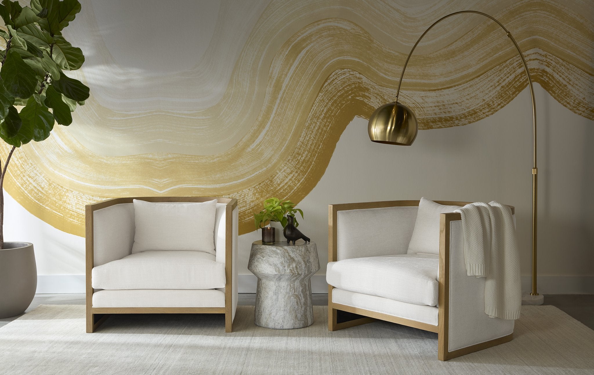Sunpan Vern Floor Lamp Brass