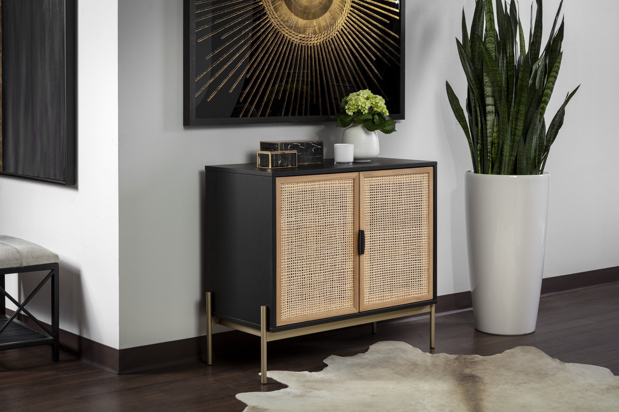 Sunpan Avida Sideboard Small Gold Black/Natural
