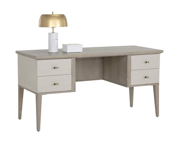 Sunpan Pattinson Desk White Ceruse Oyster Shagreen