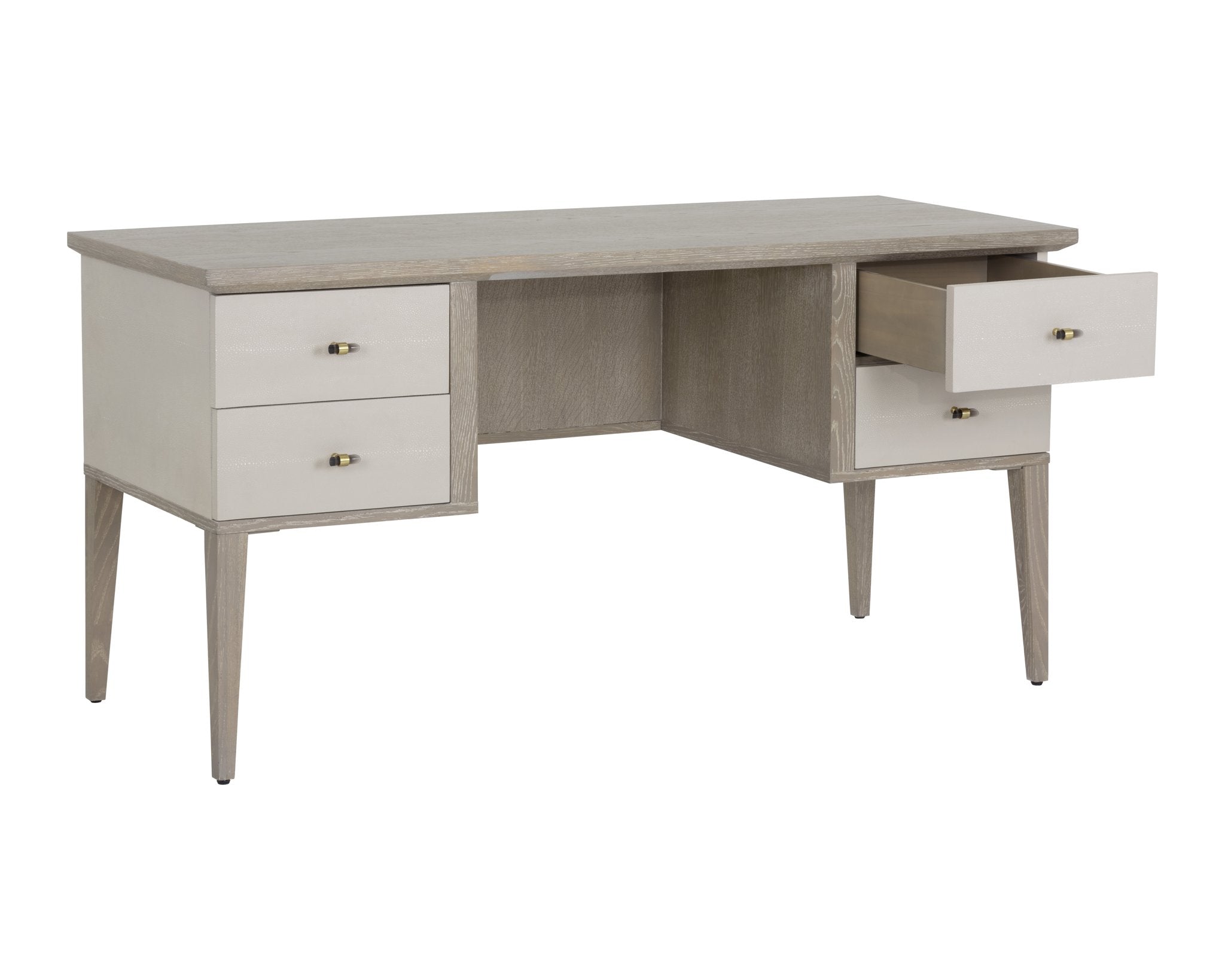 Sunpan Pattinson Desk White Ceruse Oyster Shagreen