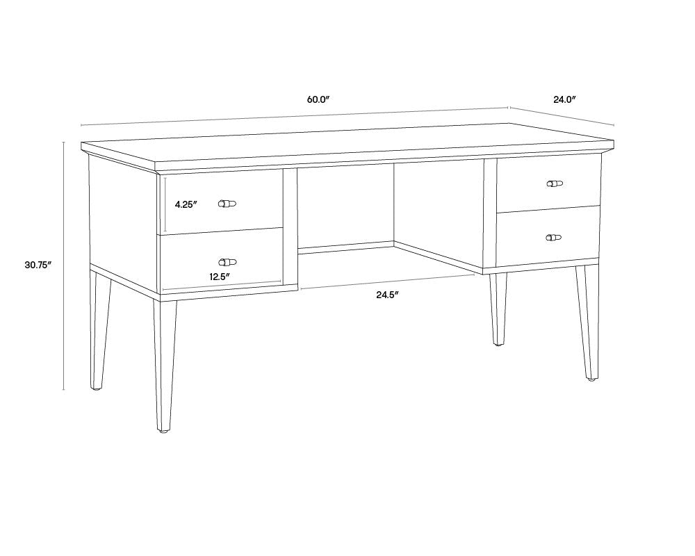 Sunpan Pattinson Desk White Ceruse Oyster Shagreen