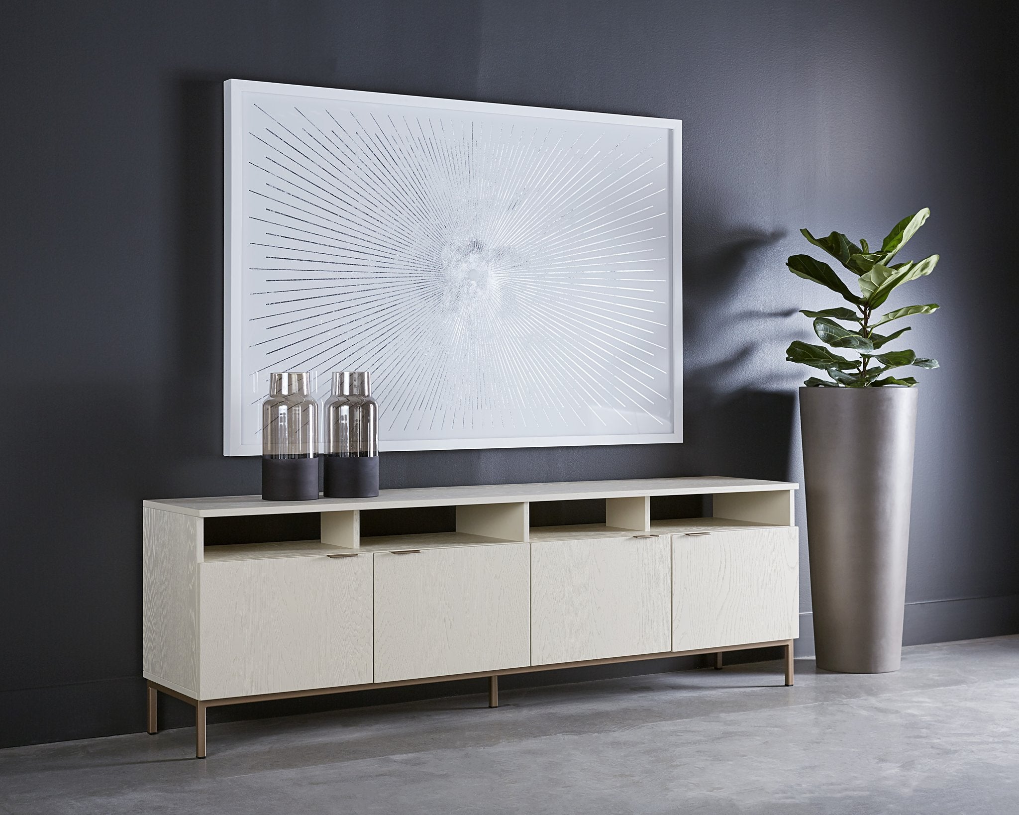 Sunpan Ambrose Modular Storage Cabinet Champagne Gold Cream