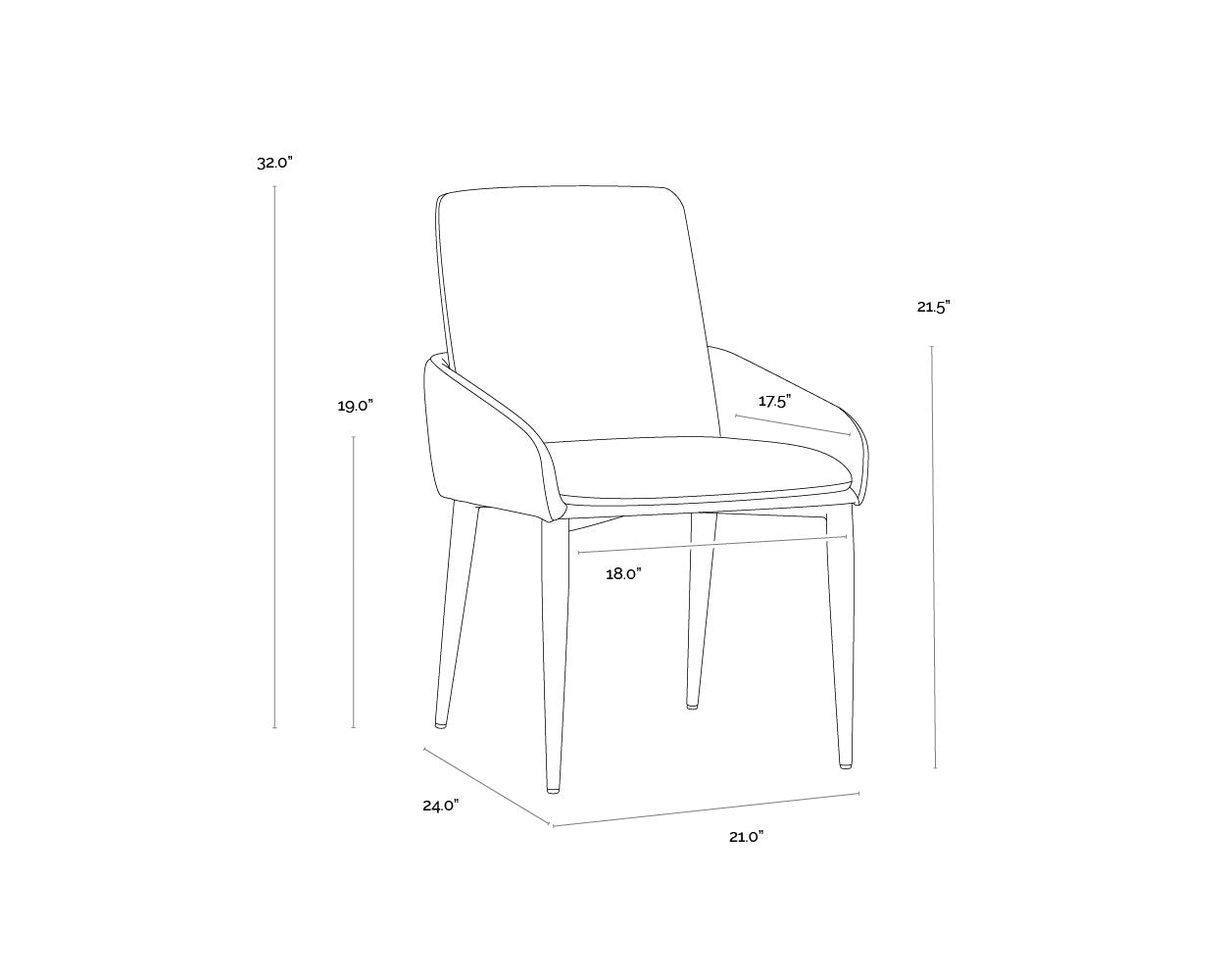 Sunpan Carlo Dining Armchair Black Dillon Thunder