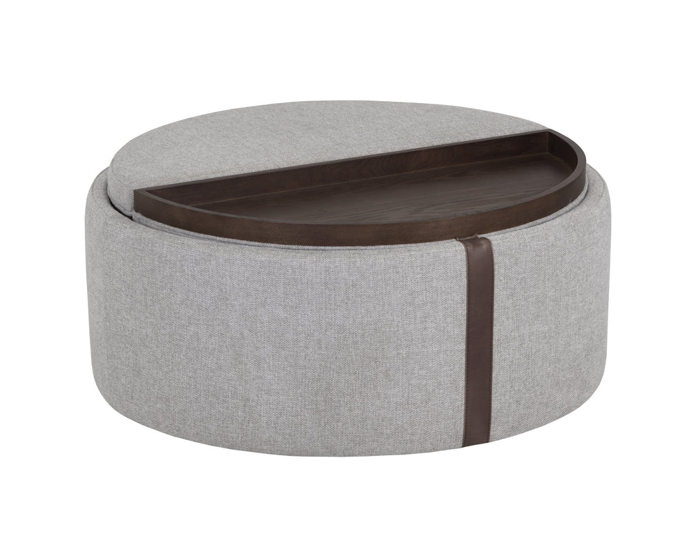 Sunpan Borelli Wheeled Storage Ottoman Belfast Heather Grey / Autumn Chestnut