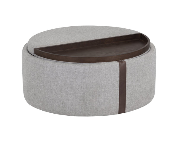 Sunpan Borelli Wheeled Storage Ottoman Belfast Heather Grey / Autumn Chestnut