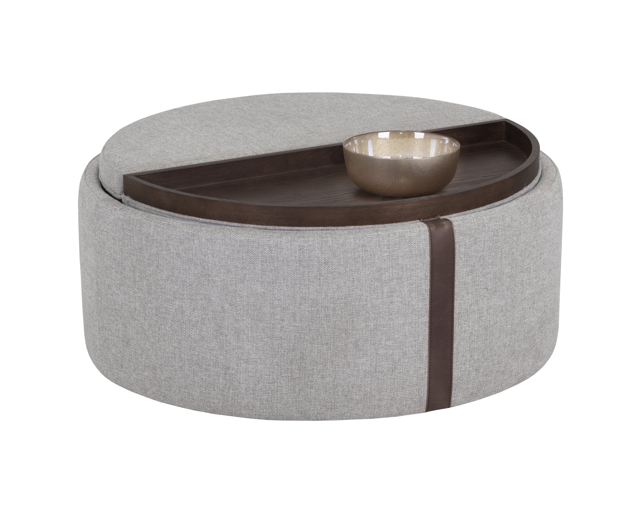 Sunpan Borelli Wheeled Storage Ottoman Belfast Heather Grey / Autumn Chestnut