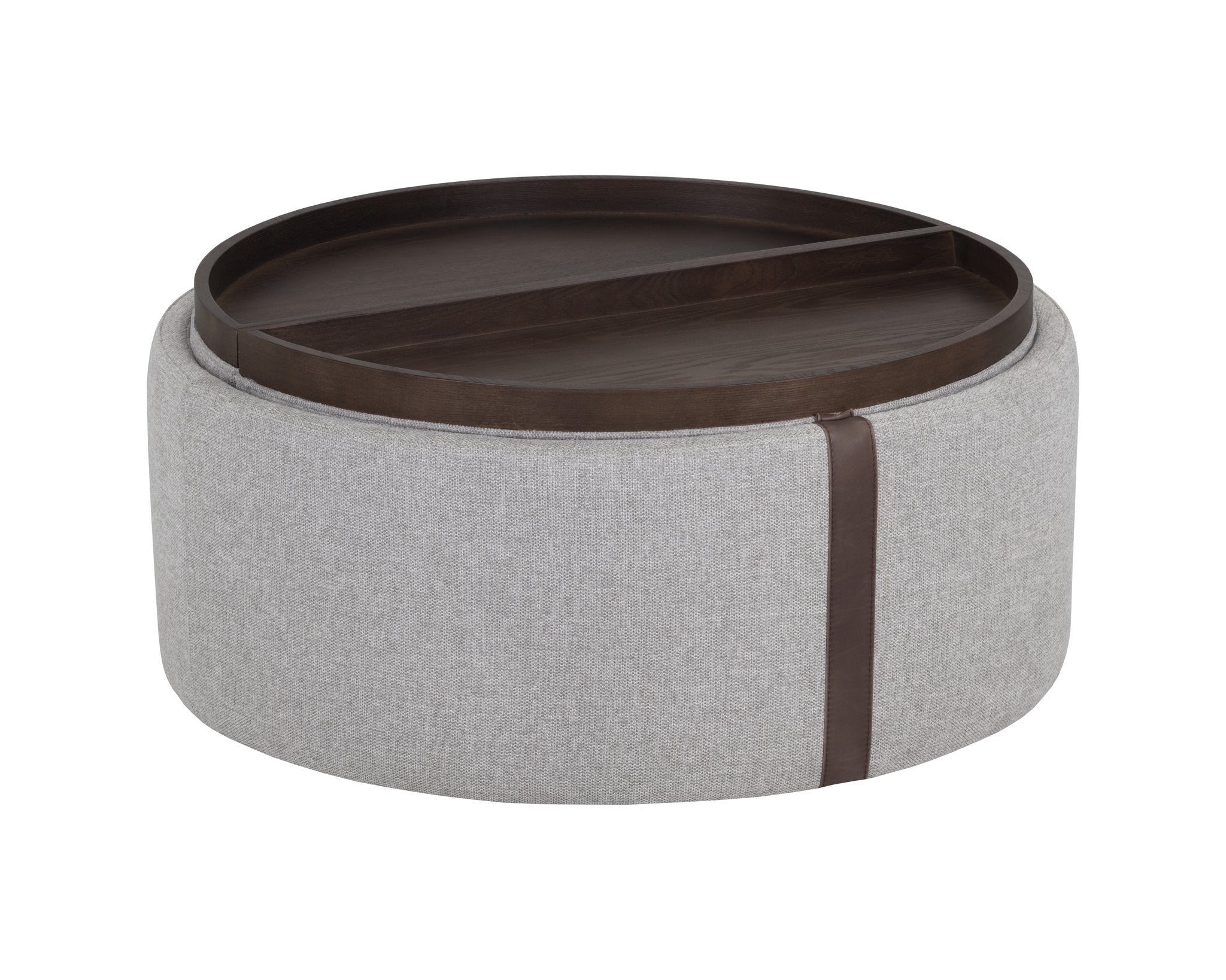 Sunpan Borelli Wheeled Storage Ottoman Belfast Heather Grey / Autumn Chestnut