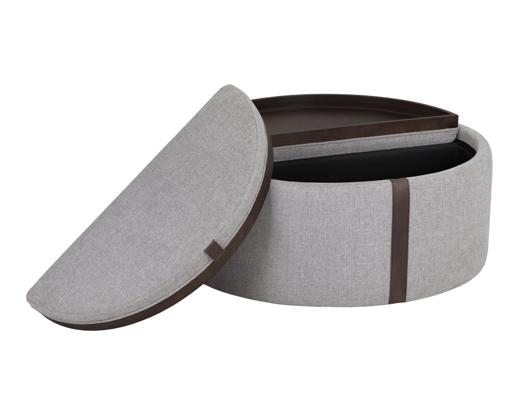 Sunpan Borelli Wheeled Storage Ottoman Belfast Heather Grey / Autumn Chestnut