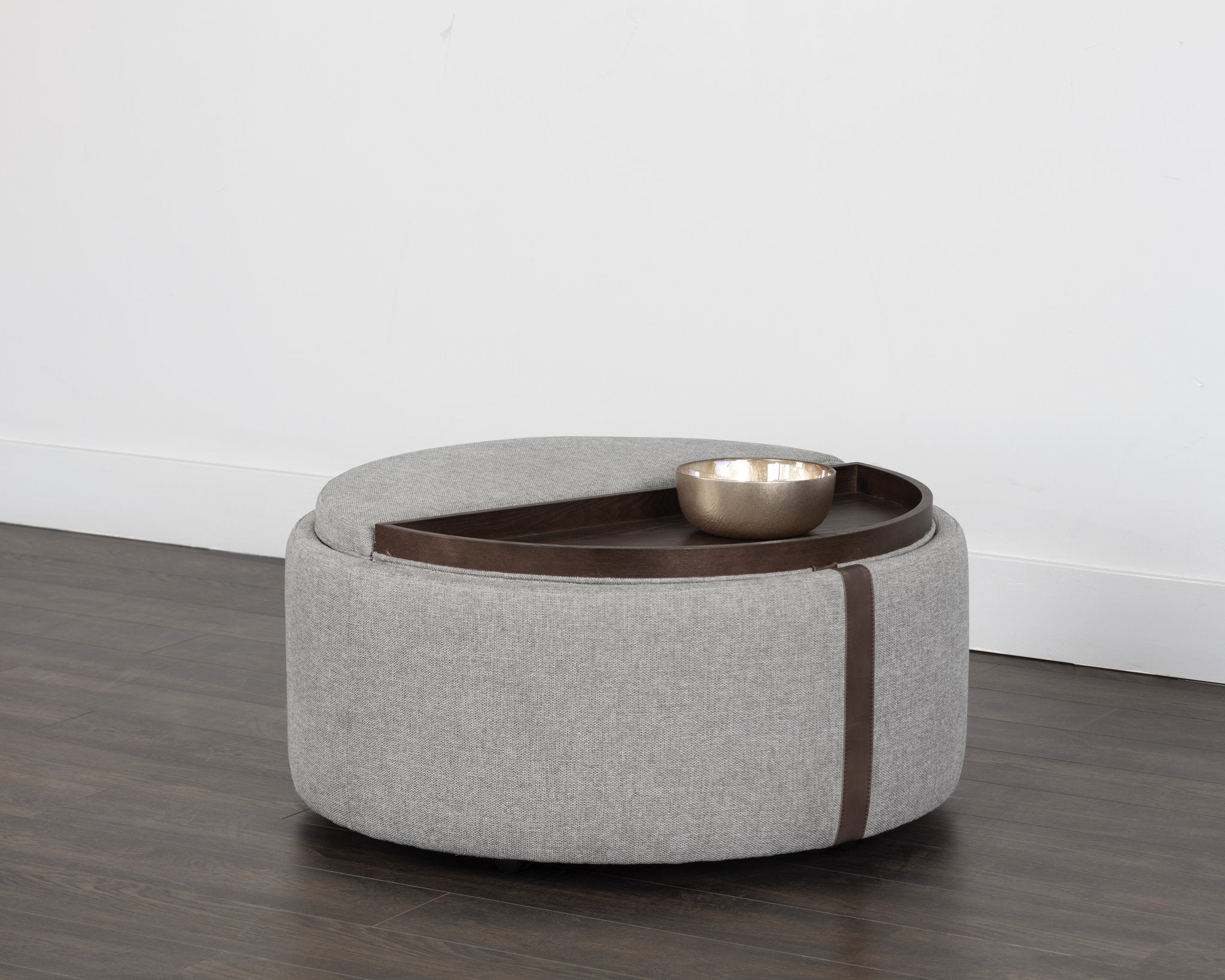 Sunpan Borelli Wheeled Storage Ottoman Belfast Heather Grey / Autumn Chestnut