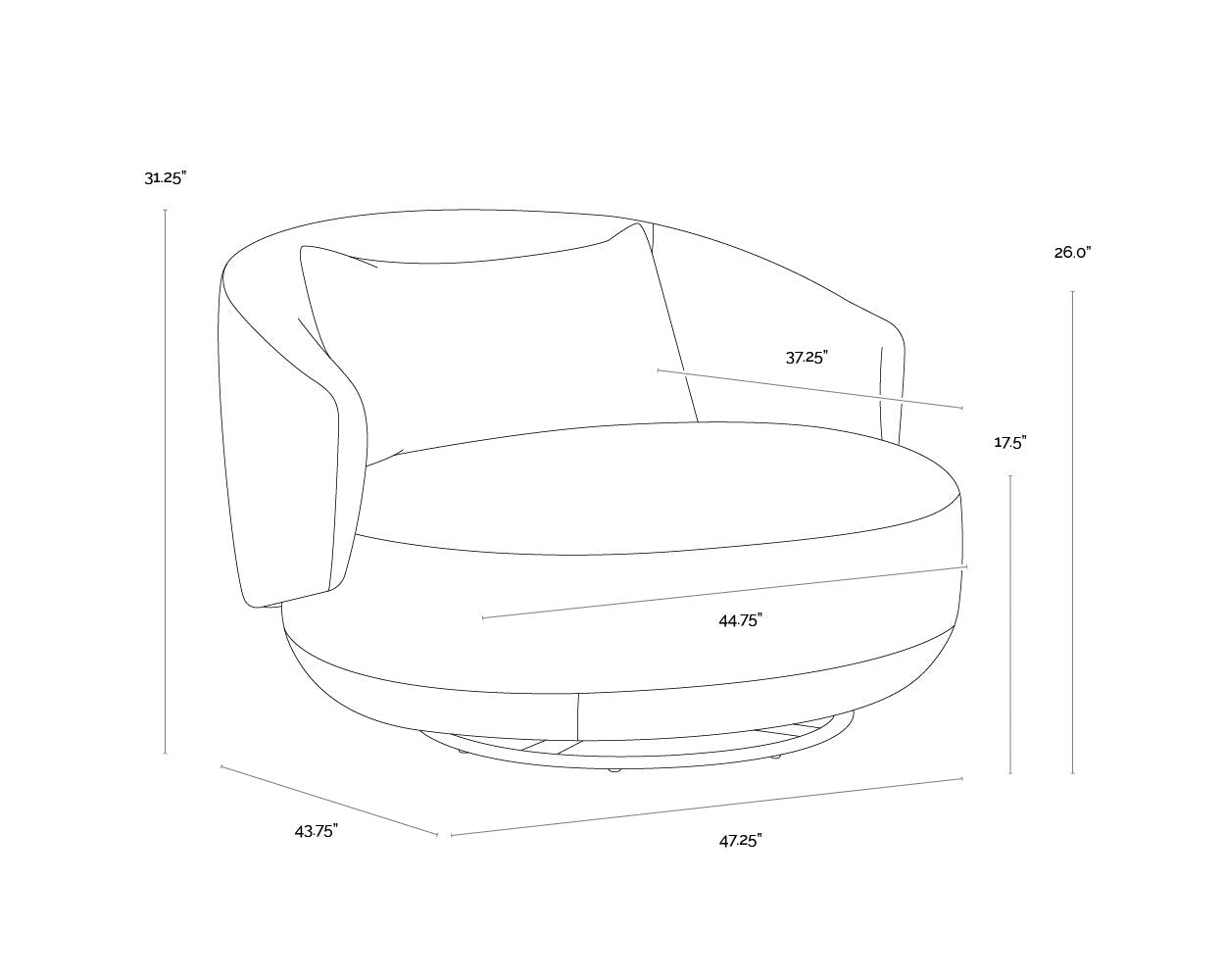Sunpan Walsh Swivel Lounge Chair Effie Linen